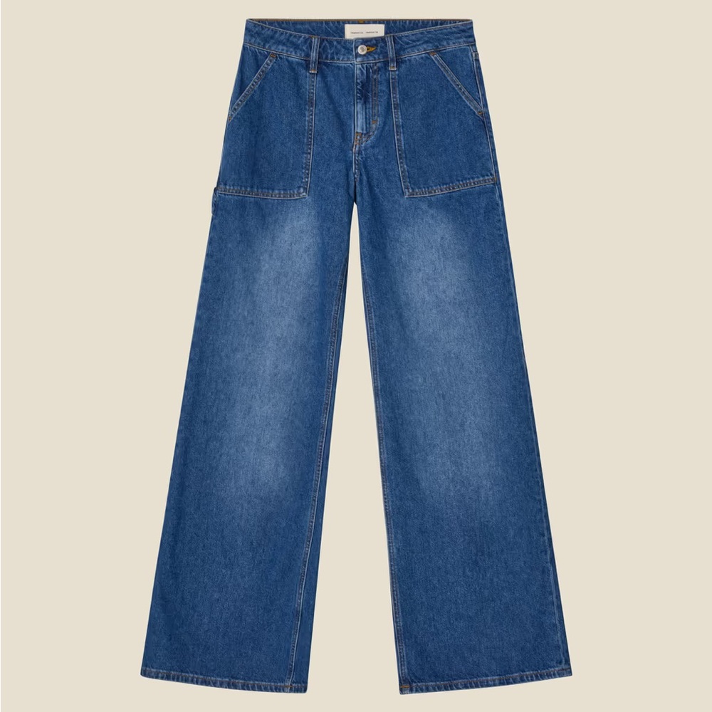 NWT JEANERICA relaxed Flare Denim Blue ‘Guell’ Carpenter Jeans - Size 24 • 34L
